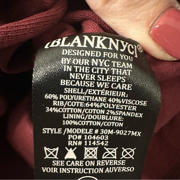 Blank NYC Maroon Asymmetrical Faux Leather Drape Front Jacket size Large - Picture 5 of 6